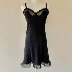 Victoria's Secret Sexy Little Things Black Mesh Ruffle Slip Dress